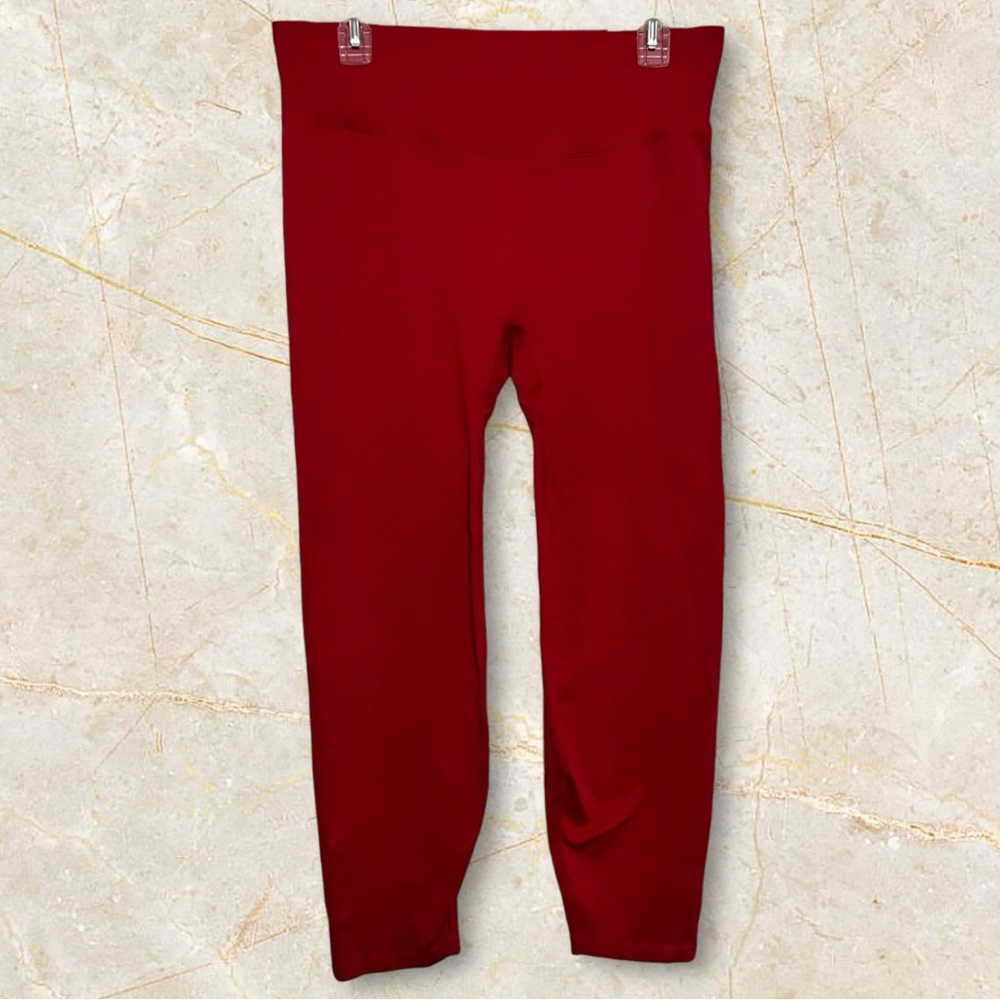 PINK Victoria's Secret Red Ribbed High Waist 7/8 Tights Leggings Seamless Women